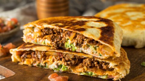 Air-fried seitan crunch wrap