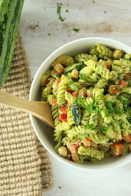 Vegan Pesto Pasta Salad Vegan Globe