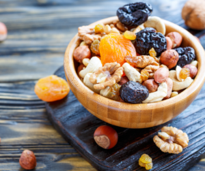 Raw foods like nuts and fruits is essential.