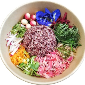 Variety of colorful vegetables for Thai Buddha bowls.