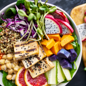 Colorful Vegan Thai Buddha Bowl.