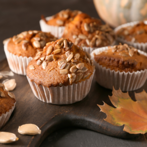 Pumpkin Muffins with sunflower seeds.