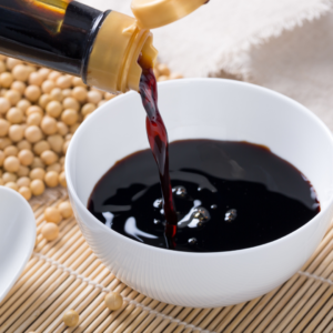 Soy sauce, staple stir-fry ingredient.