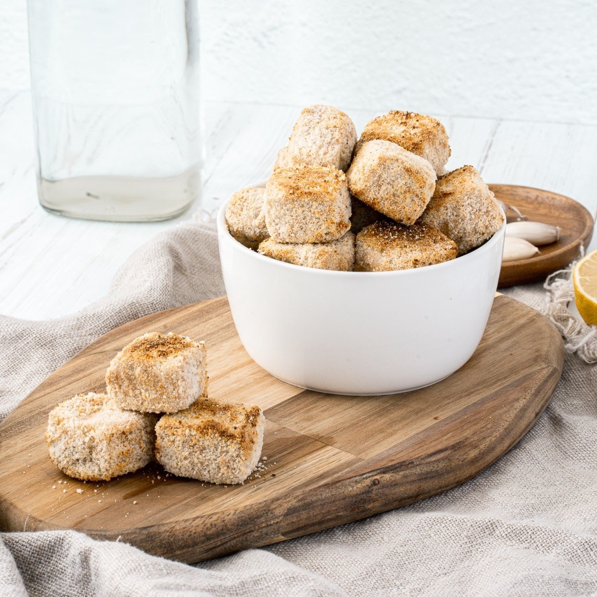 Air Fryer Tofu Nuggets With Vegan Ranch Sauce Oil And Glutenfree