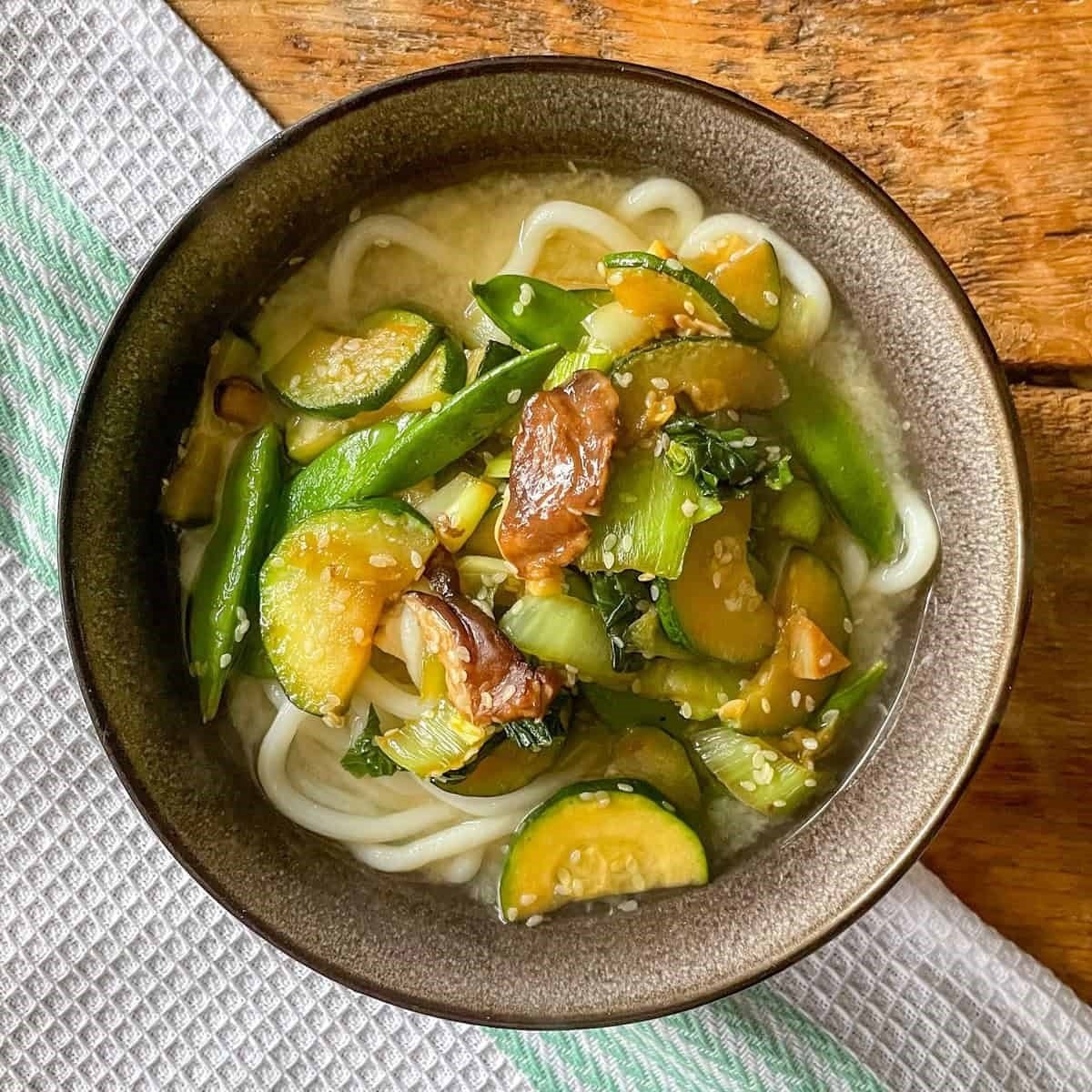 Miso Soup With Noodles And Stirfried Veg