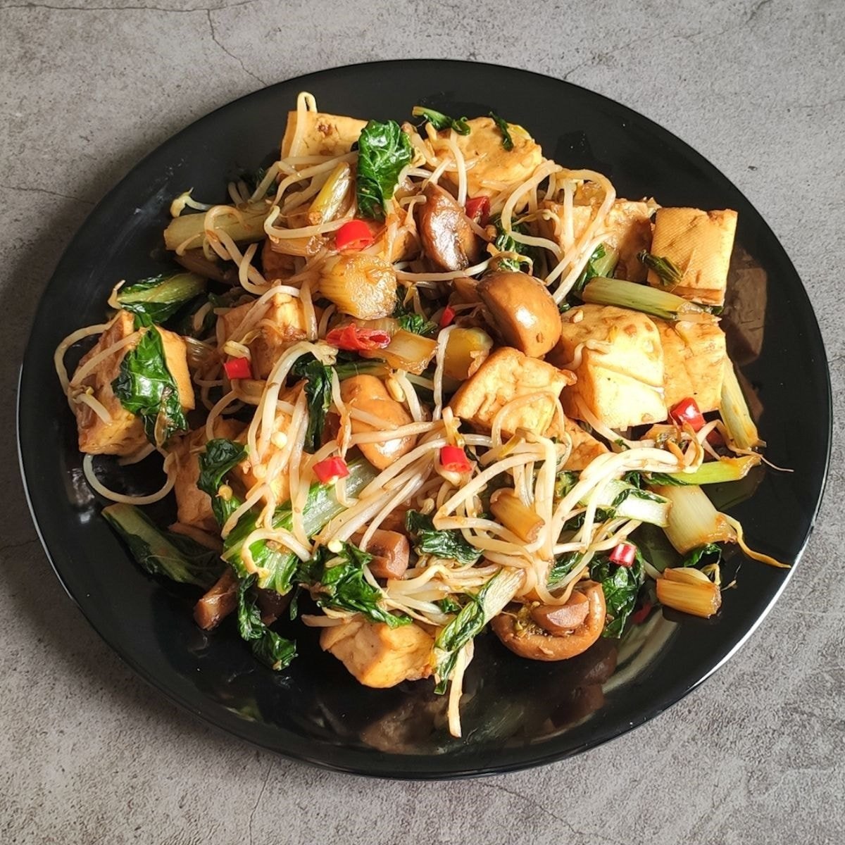 Stir Fried Tofu With Bean Sprouts And Mushroomseasy Tasty And Healthy