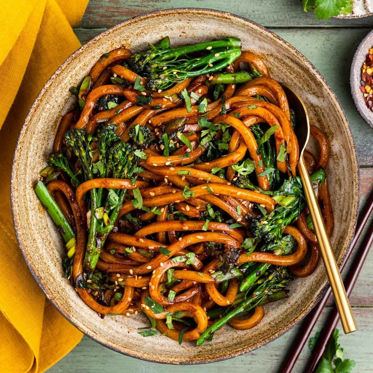 Stirfried Garlic Chili Udon Noodles 15min