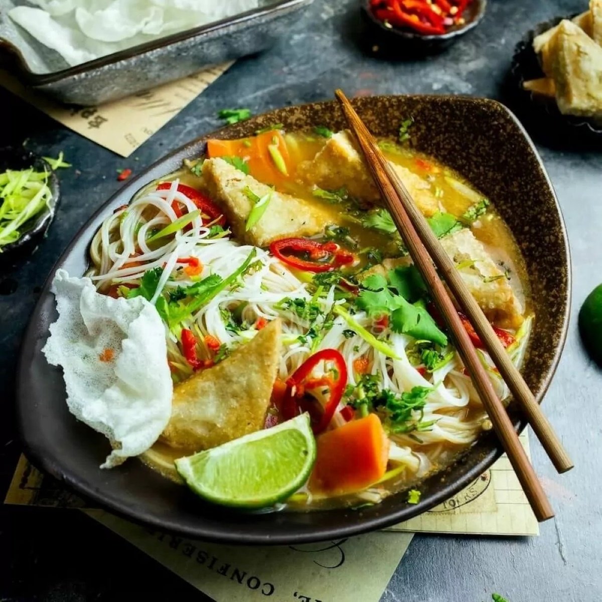 Tofu Tom Yum Vegan Thai Noodle Soup