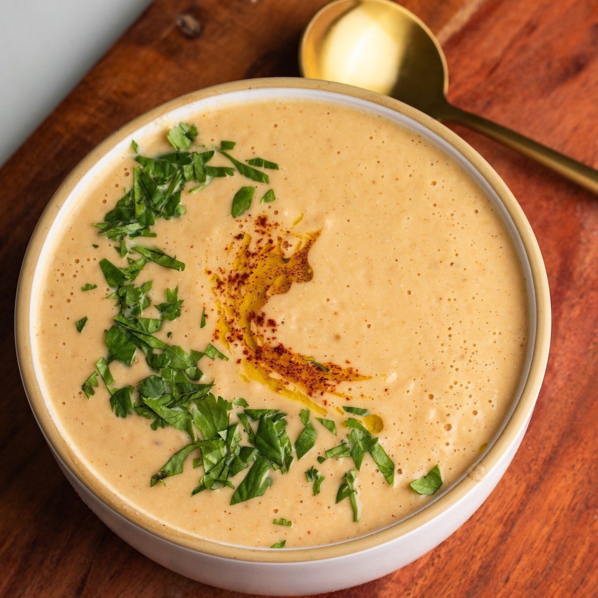 Vegan Cauliflower And Tahini Soup Avocado Skillet