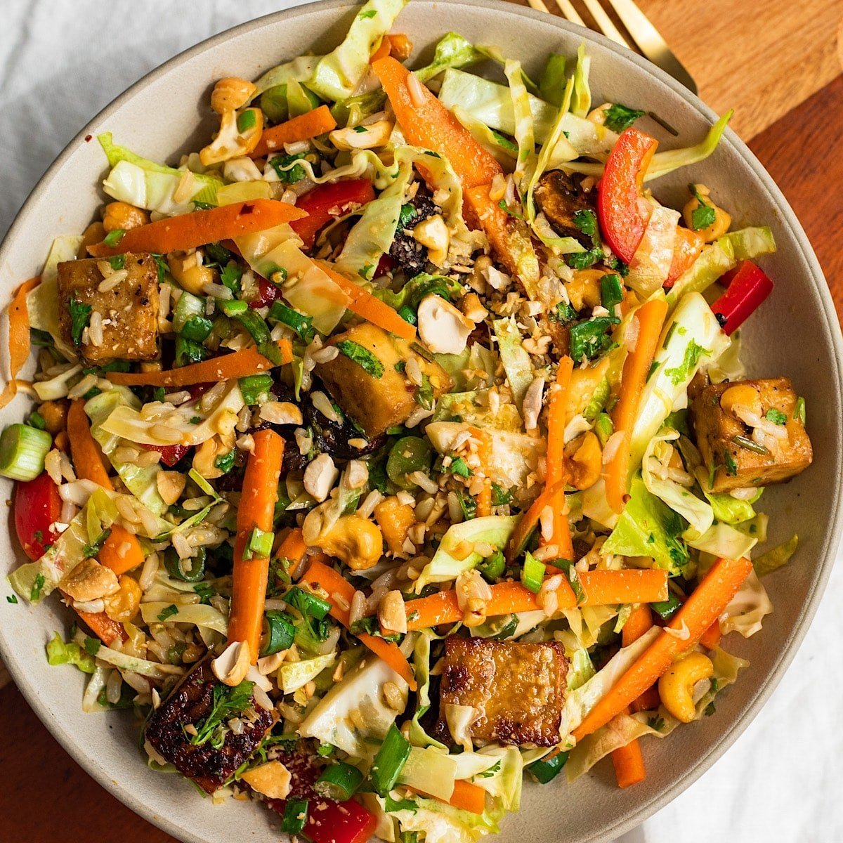 Vegan Egg Roll Salad With Tofu Avocado Skillet