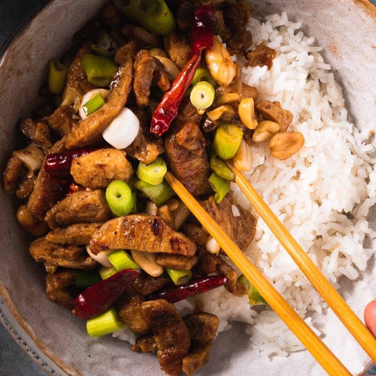 Vegan Kung Pao Chicken With Soy Curls