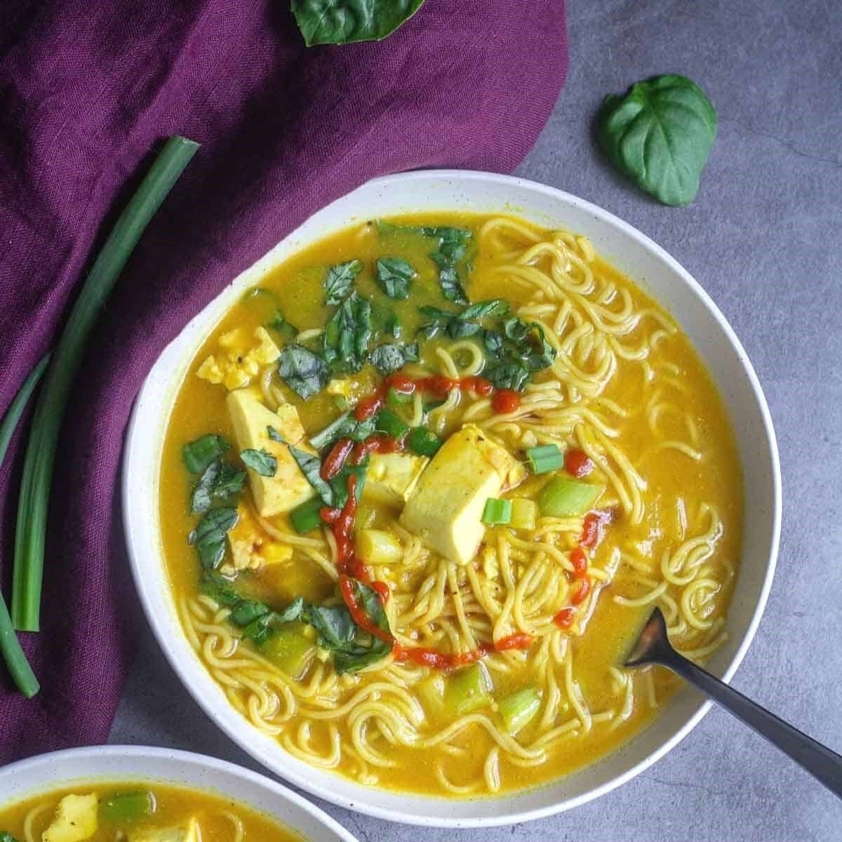 Vegan Miso Ramen Soup With Tofu