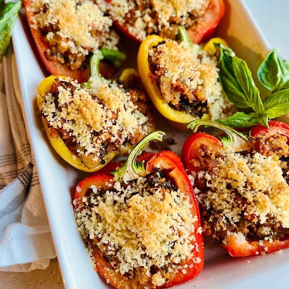 Vegan Stuffed Bell Peppers Airfryer Oven Baked