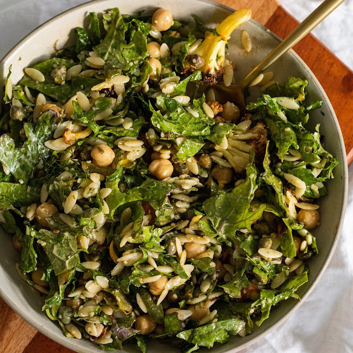 Vegan Winter Orzo Salad With Chickpeas And Kale