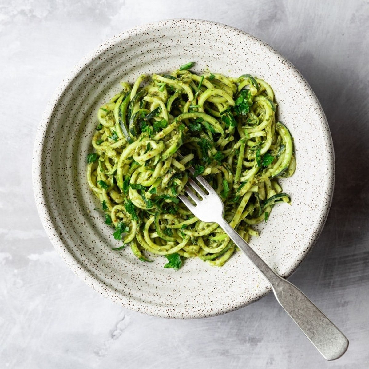 Zucchini Noodles With Walnutparsley Pesto